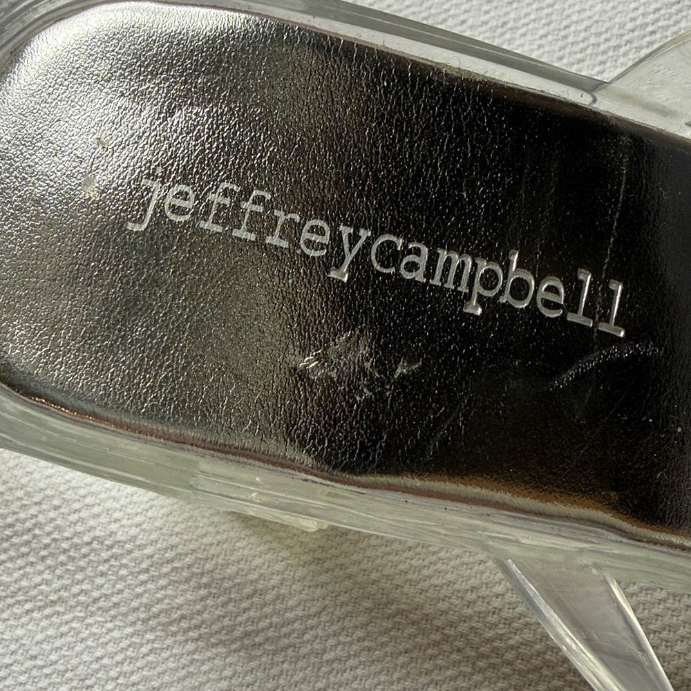 Jeffrey Campbell Latus Clear/Silver Square Toe Block Heeled Sandals Size 8 - Picture 2 of 9